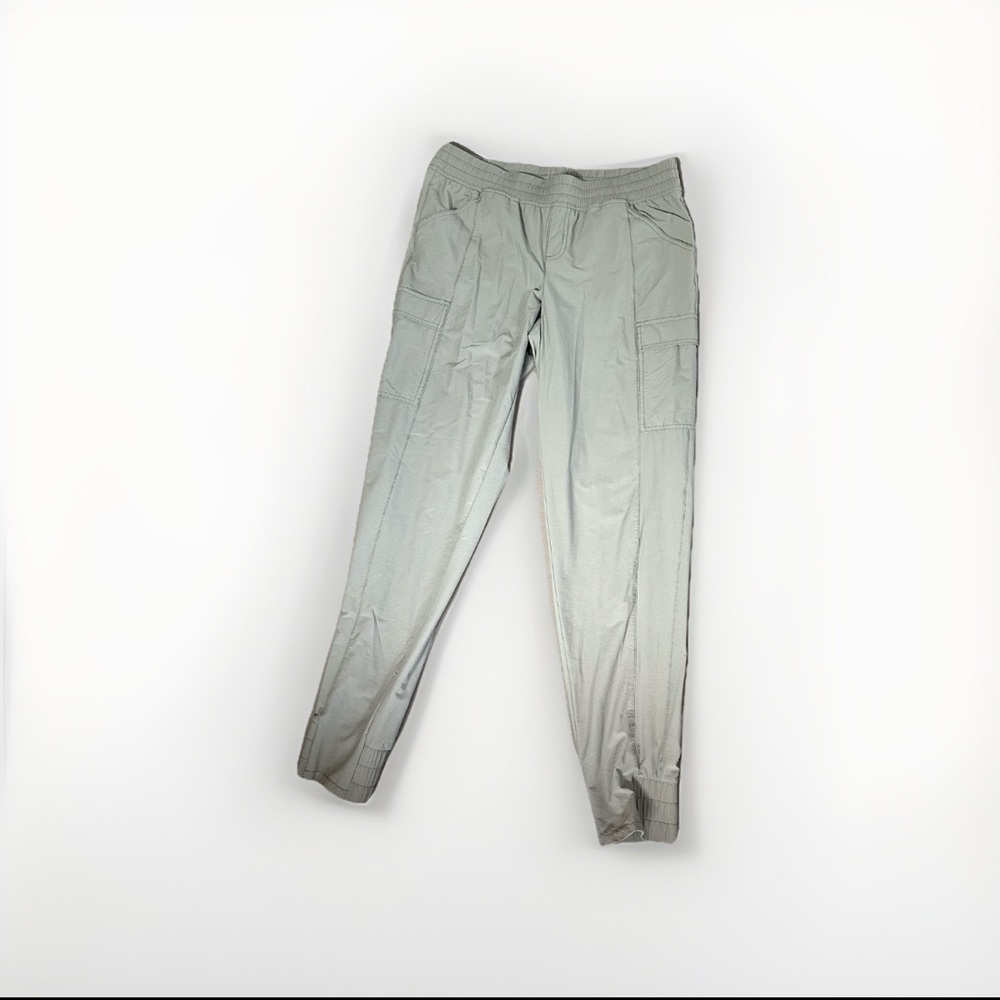 North Face Gray Cargo Athletic Hiking Pants Elastic Waist & Ankle Women’s 8